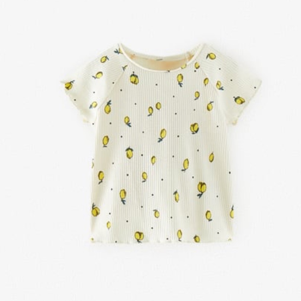 Zara girls ribbed lemon t-shirt